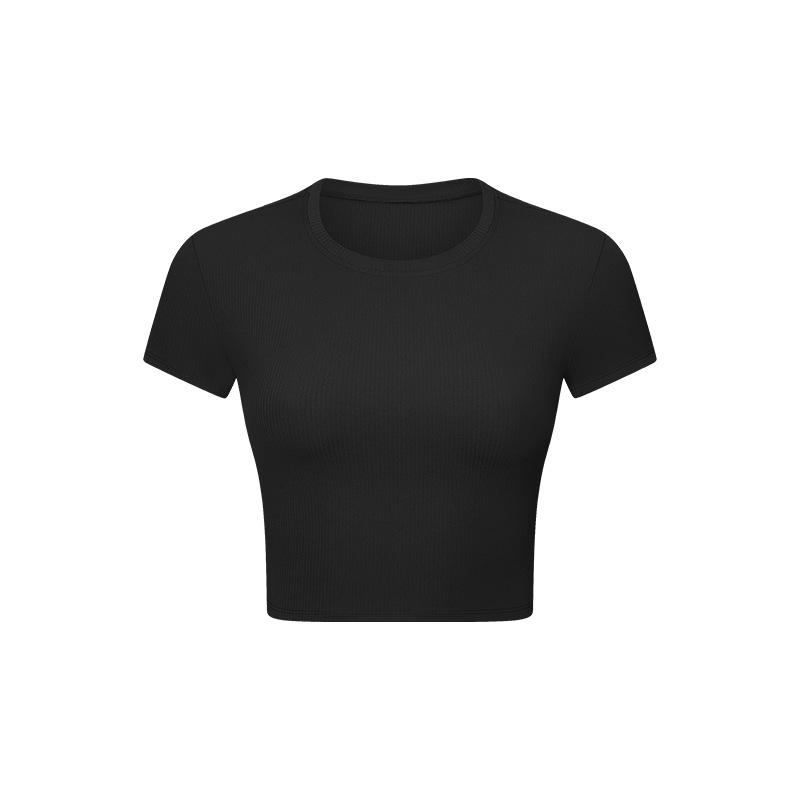 Activewear | Black Active Rib Short Sleeve Gym Top  – Womens Activewear Activewear