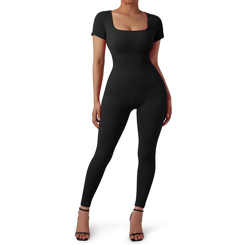 Activewear | Black Sculpt Short Sleeved Unitard  – Womens Activewear Activewear