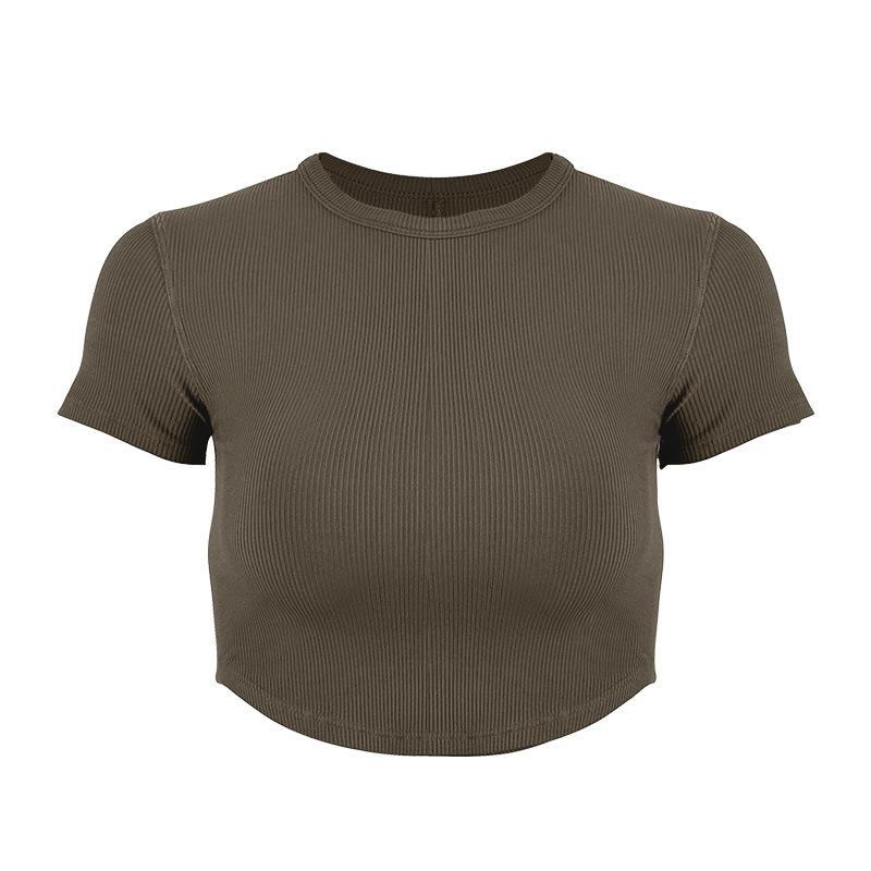 Activewear | Espresso Sculpt Short Sleeve Crop Gym Top  – Womens Activewear Activewear