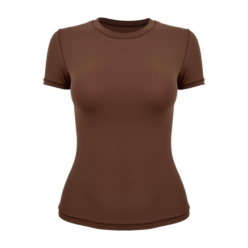 Activewear | Espresso Seamless Longline Short Sleeve Gym Top  – Womens Activewear Activewear