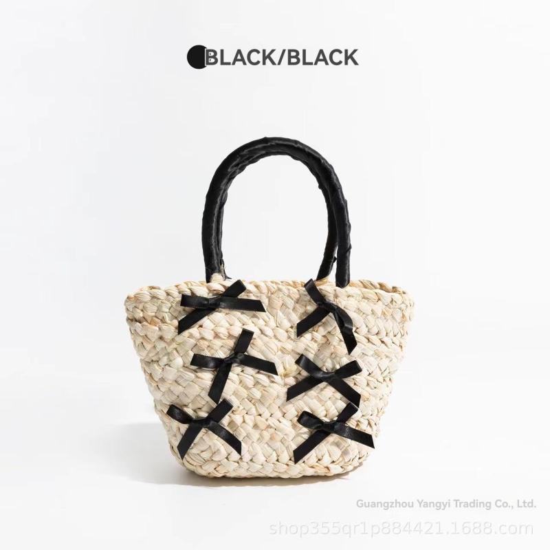 Bags | Black Woven Bow Beach Bag  – Womens Accessories Bags