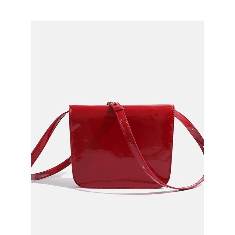 Bags | Burgundy Patent Clasp Detail Shoulder Bag  – Womens Accessories Bags