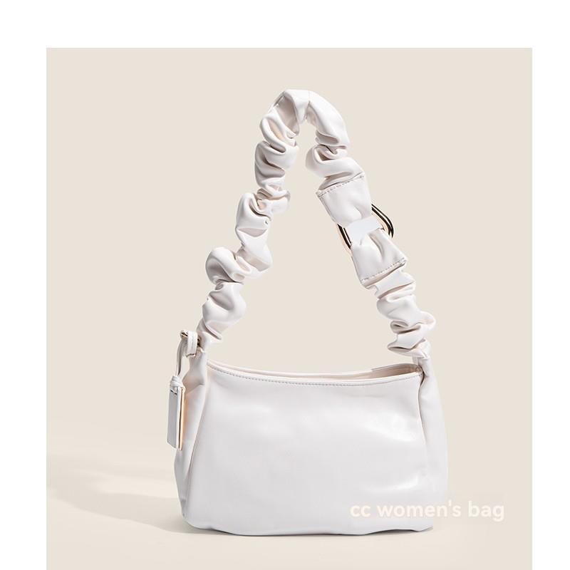 Bags | Cream Pu Ruched Handle Zip Shoulder Bag  – Womens Accessories Bags