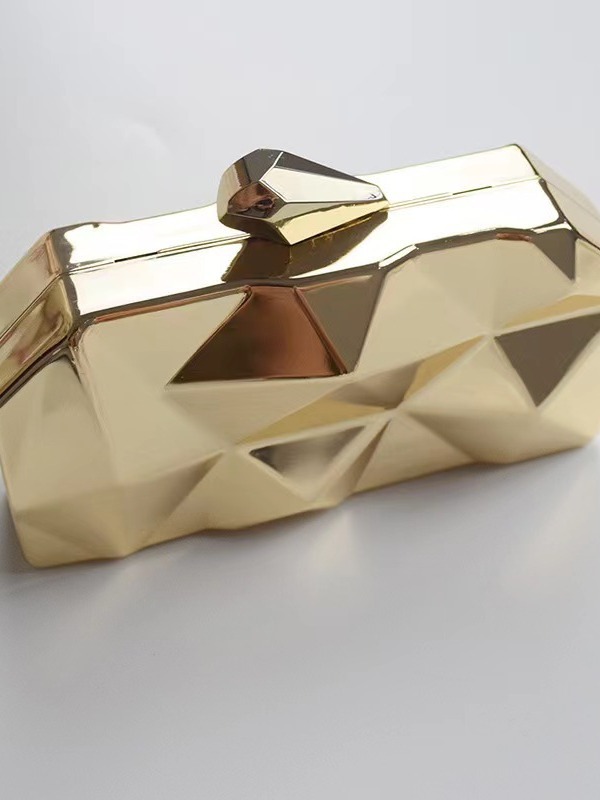 Bags | Gold Geometric Box Clutch  – Womens Accessories Bags