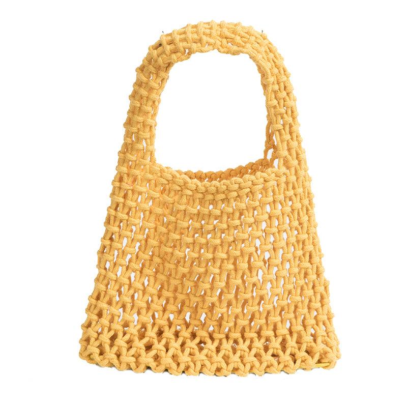 Bags | Orange Knit Macrame Gold Bead Shoulder Bag  – Womens Accessories Bags