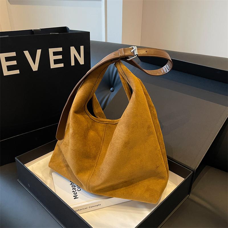 Bags | Tan Suede Slouchy Twist Handle Handbag  – Womens Accessories Bags