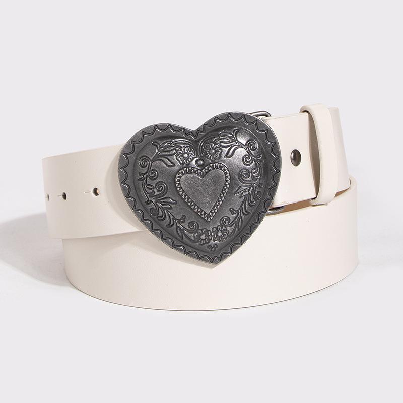 Belts | Black Crinkle Pu Burnished Heart Belt  – Womens Accessories Belts