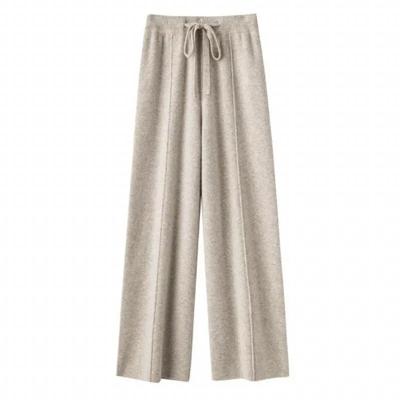 Co-Ords | Petite Grey Knitted Seam Detail Wide Leg Trousers  – Womens Clothing Co-Ords