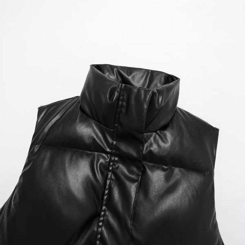 Coats & Jackets | Black Faux Leather Drop Hem Gilet  – Womens Clothing Black