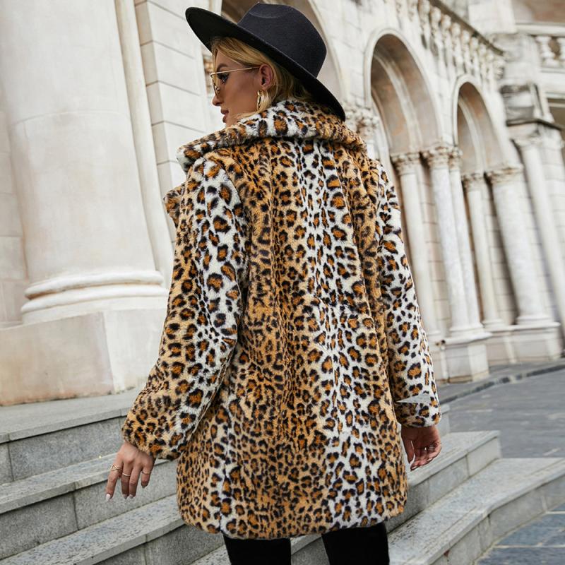 Coats & Jackets | Brown Leopard Faux Fur Midi Coat  – Womens Clothing Brown