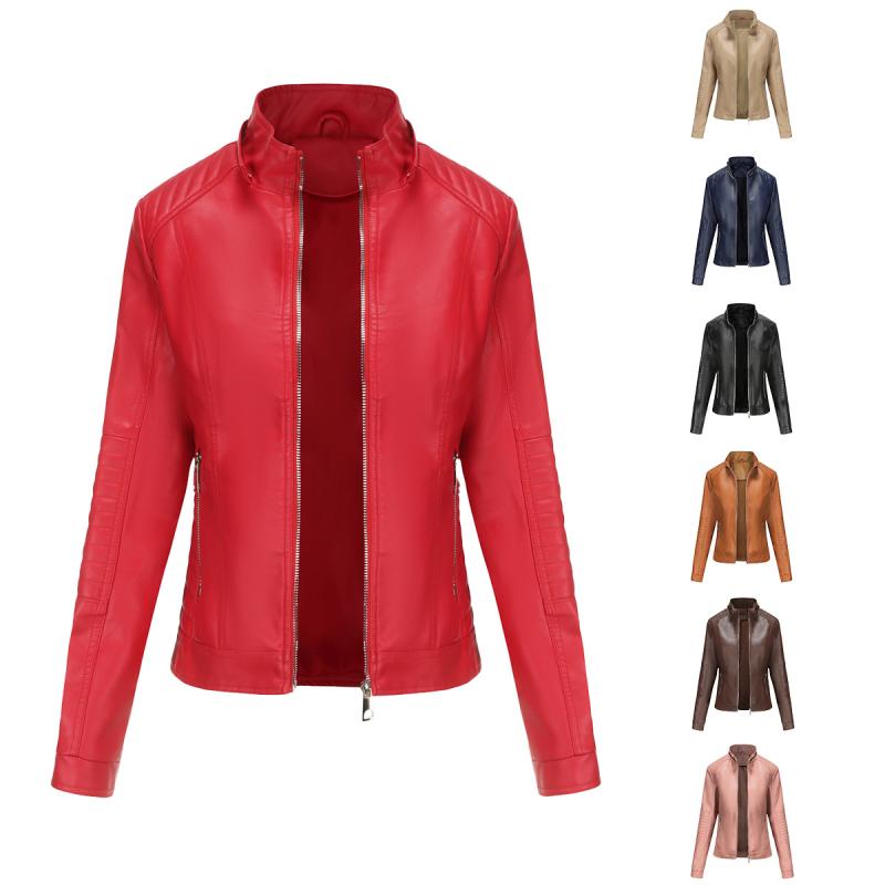 Coats & Jackets | Cherry Red Faux Leather Cropped Biker Jacket  – Womens Clothing Cherry Red