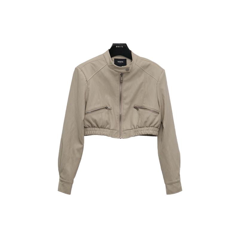 Coats & Jackets | Cream Faux Leather Panelled Sleeve Jacket  – Womens Clothing Coats & Jackets