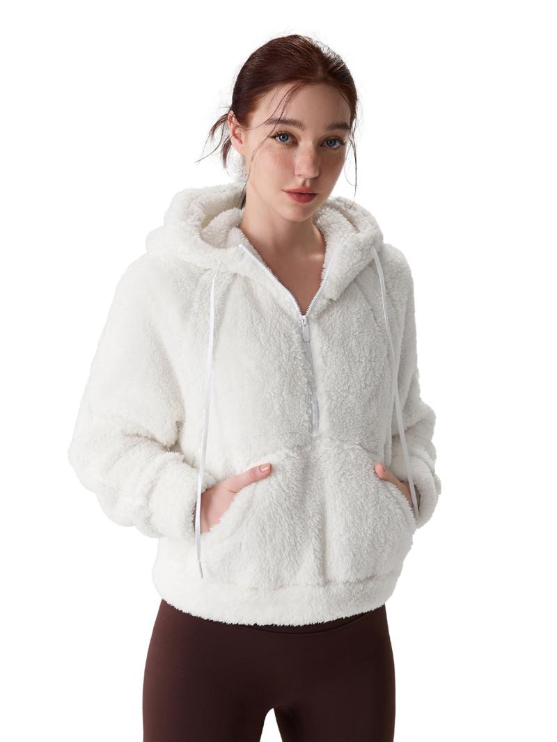 Coats & Jackets | Cream Quarter Zip Cropped Fleece  – Womens Clothing Coats & Jackets