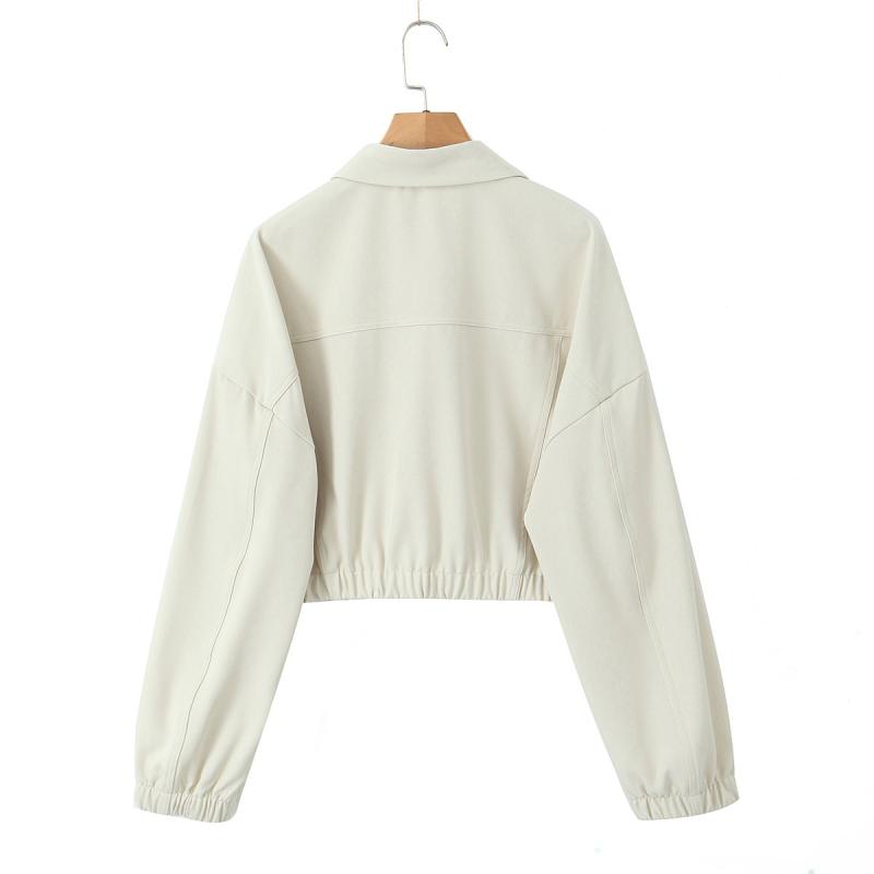 Coats & Jackets | Cream Textured Zip Up Bomber Jacket  – Womens Clothing Coats & Jackets