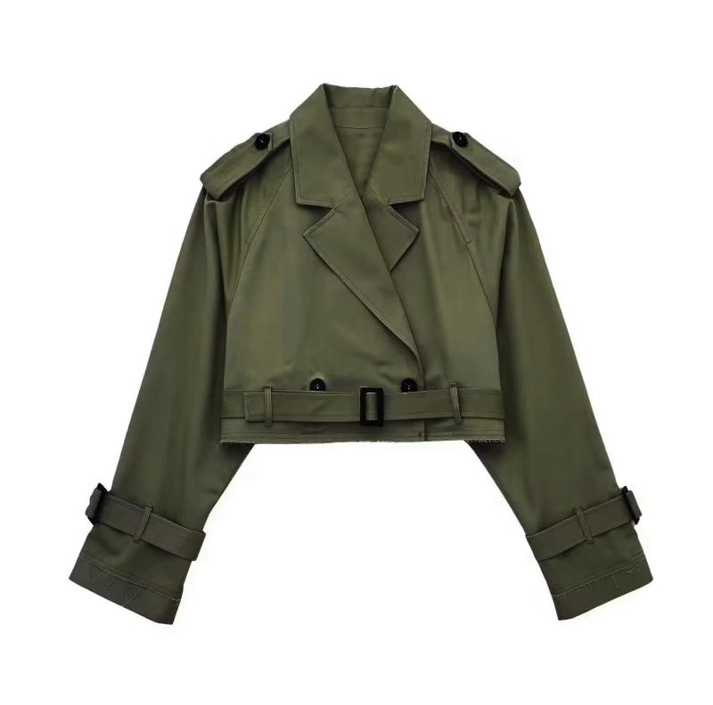 Coats & Jackets | Khaki Cropped Trench Coat  – Womens Clothing Coats & Jackets