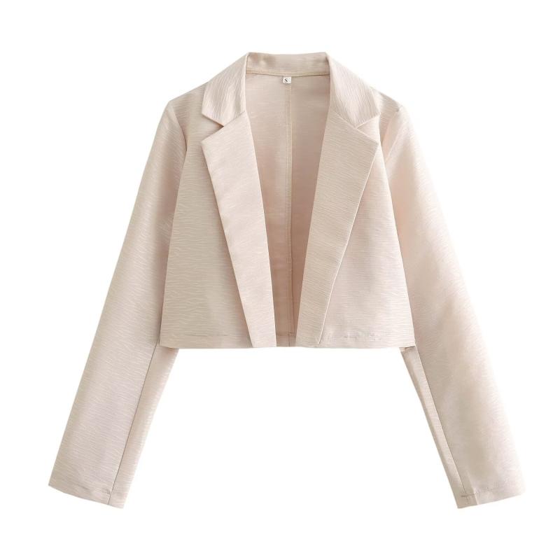 Coats & Jackets | Oatmeal Linen Look Crop Blazer  – Womens Clothing Coats & Jackets