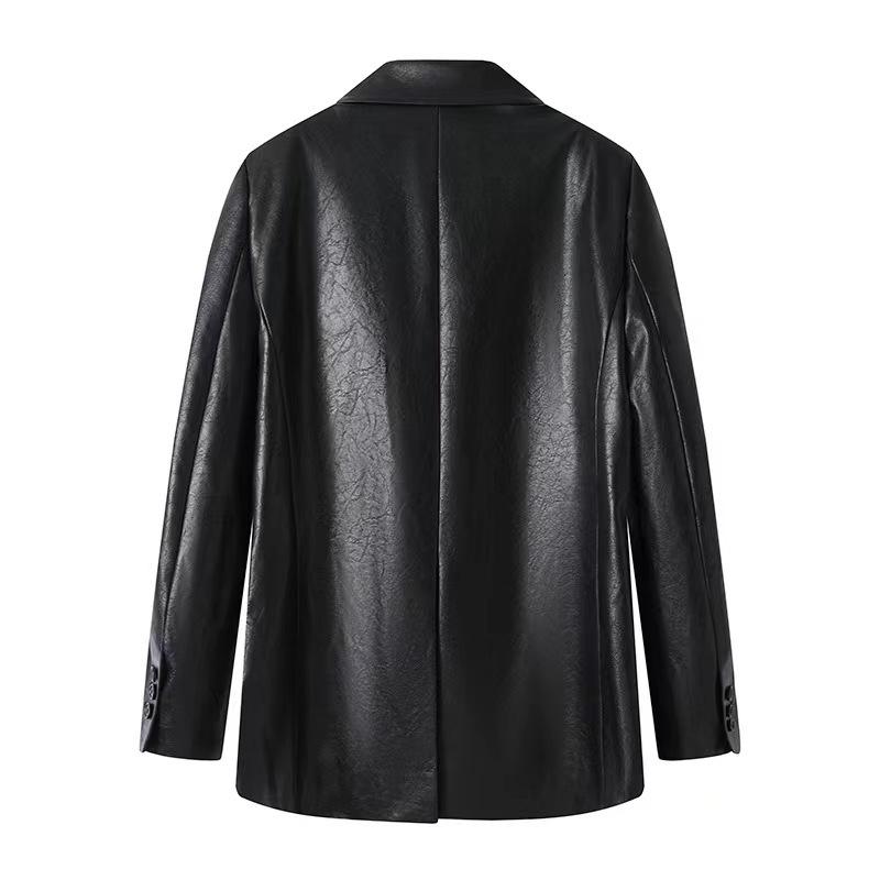 Coats & Jackets | Plus Black Faux Leather Blazer  – Womens Clothing Black