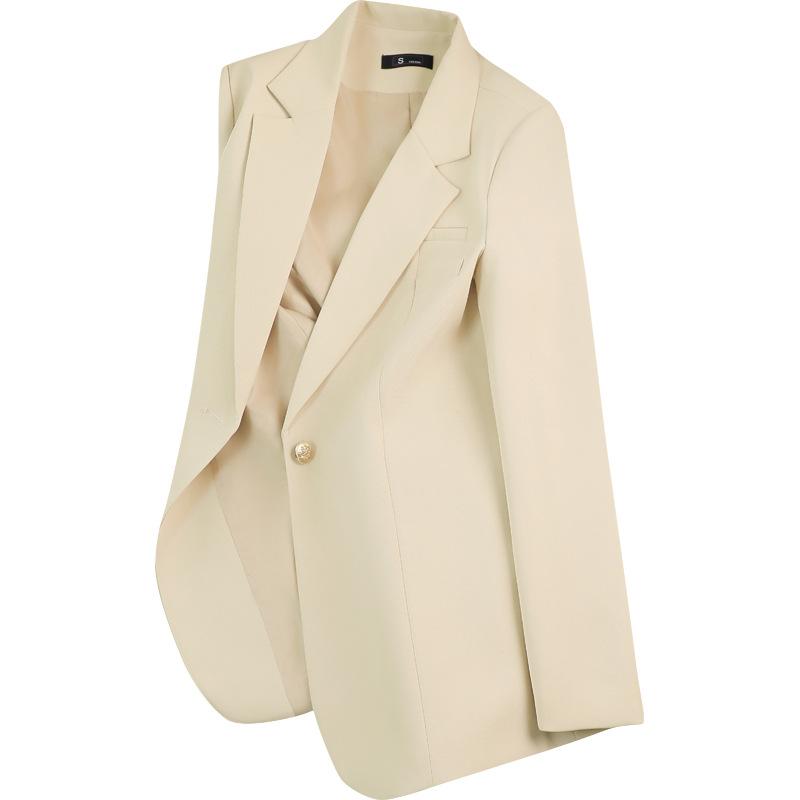 Coats & Jackets | Stone Oversized Drapey Button Detail Blazer  – Womens Clothing Coats & Jackets