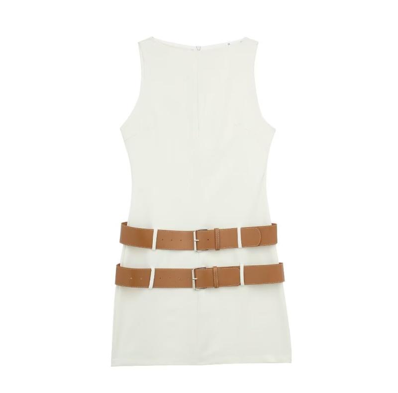 Dresses | Cream Faux Leather Belted Bodycon Dress  – Womens Clothing Cream