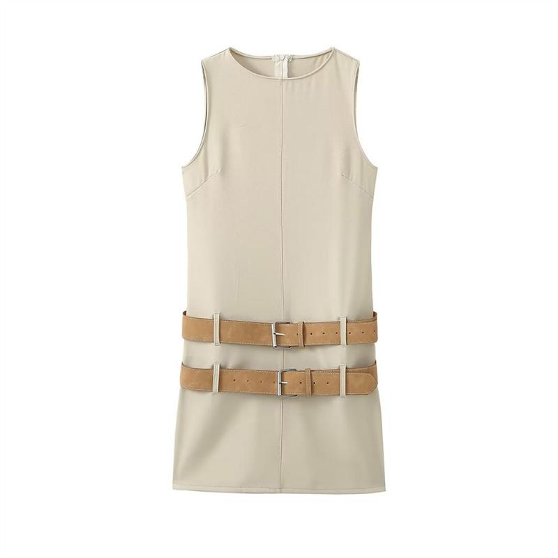 Dresses | Khaki Faux Leather Belted Bodycon Dress  – Womens Clothing Dresses