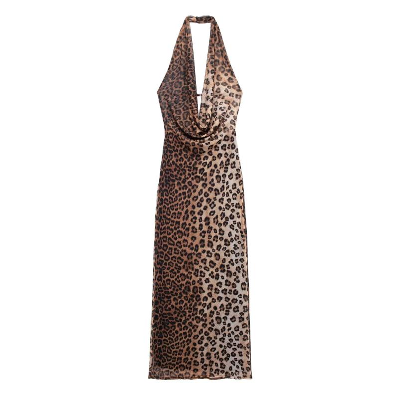 Dresses | Leopard Print Chiffon Wrap Maxi Dress  – Womens Clothing Dresses