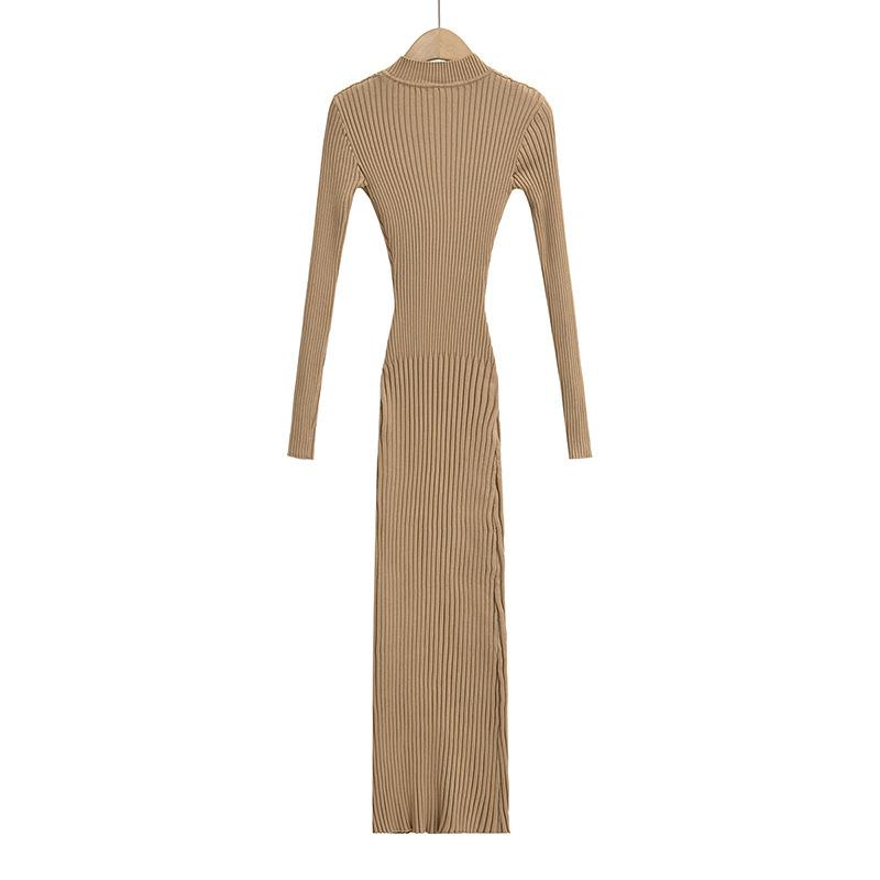 Dresses | Tall Taupe Knitted Ribbed Side Split Maxi Dress  – Womens Clothing Dresses