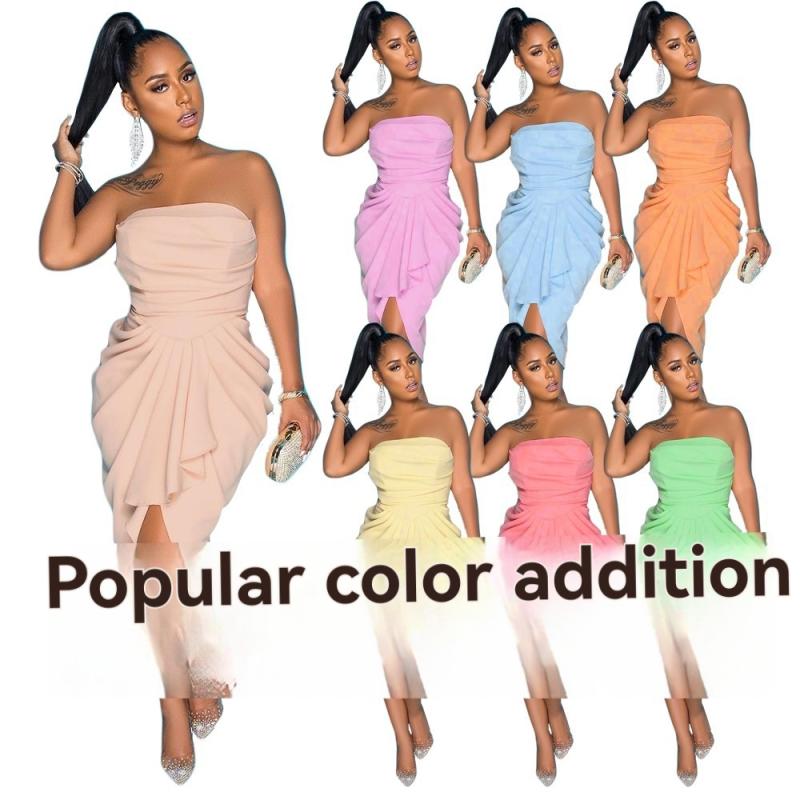 Dresses | Taupe Chiffon Corset Bandeau Draped Midi Dress  – Womens Clothing Dresses