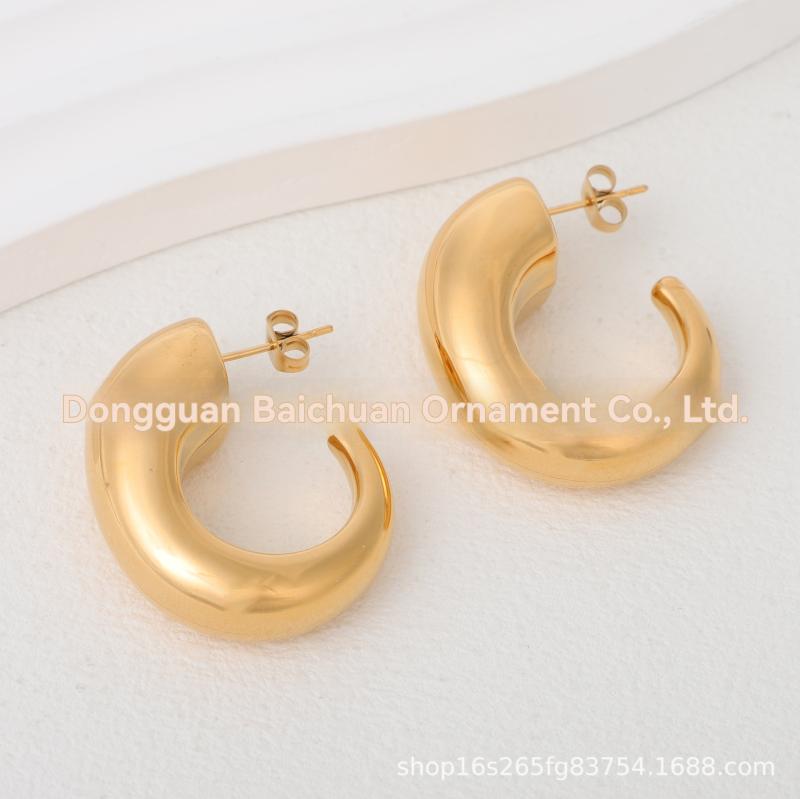 Earrings | Gold Curved Hoop Earrings  – Womens Accessories Earrings