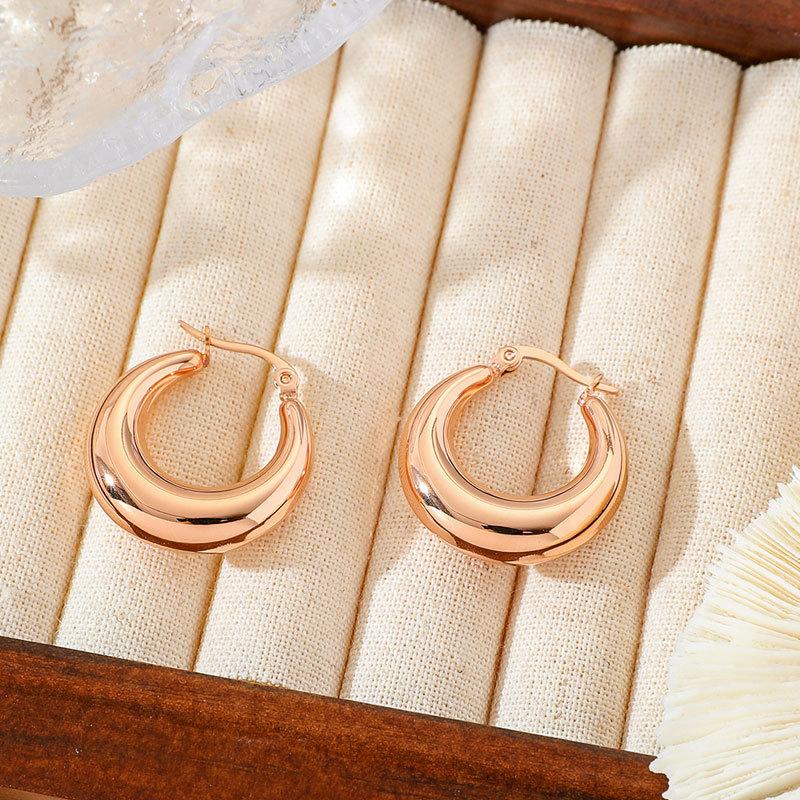 Earrings | Gold Rounded Oval Hoop Earrings  – Womens Accessories Earrings