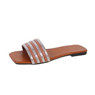 Flats | Beige Pu Square Toe Woven Strap Flat Sandals  – Womens Flats Beige