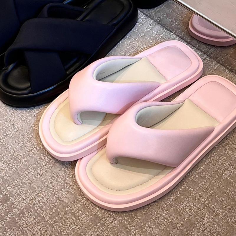 Flats | Pink Pu Contrast Chunky Padded Strap Flip Flops  – Womens Chunky Sandals Chunky Sandals