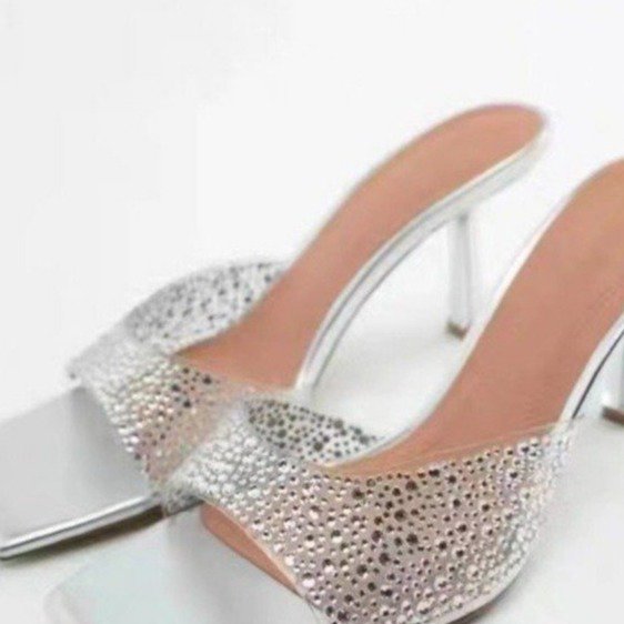 Flats | Silver Pu Round Toe Diamante Strap Flat Sandals  – Womens Flats Flats