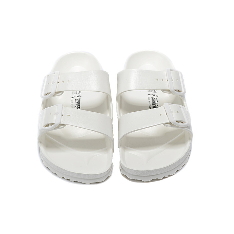 Flats | White Wide Fit Rubber Buckle Footbed Sliders  – Womens Flats Flats