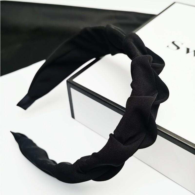 Hair Accessories | Black Satin Bow Detail Ruched Headband  – Womens Accessories Black