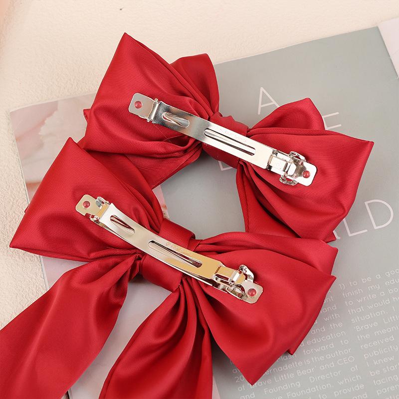 Hair Accessories | Red Oversized Satin Bow Hair Clip  – Womens Accessories Hair Accessories