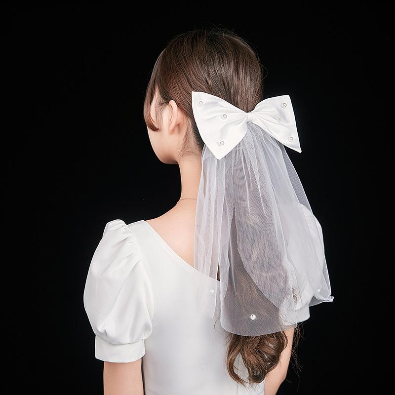 Hair Accessories | White Diamante Bow Netted Bridal Veil  – Womens Accessories Hair Accessories