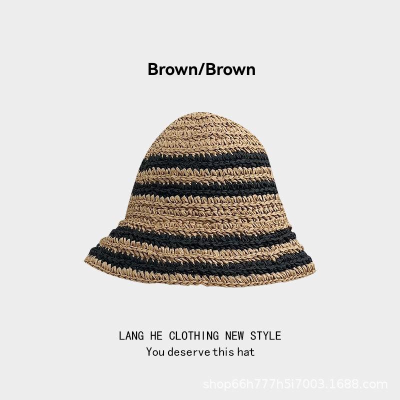 Hats | Black Raffia Stripe Bucket Hat  – Womens Accessories Black