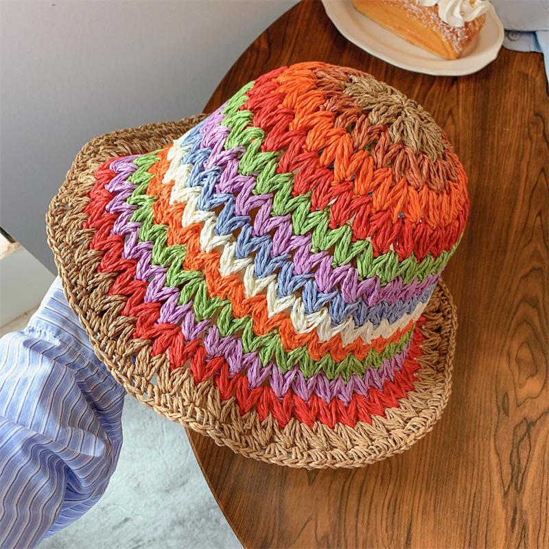 Hats | Multi Raffia Stripe Bucket Hat  – Womens Accessories Hats