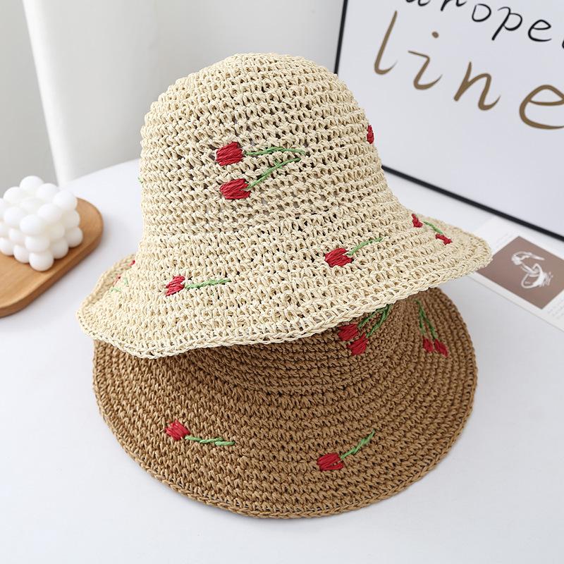 Hats | Natural Cherry Raffia Bucket Hat  – Womens Accessories Hats