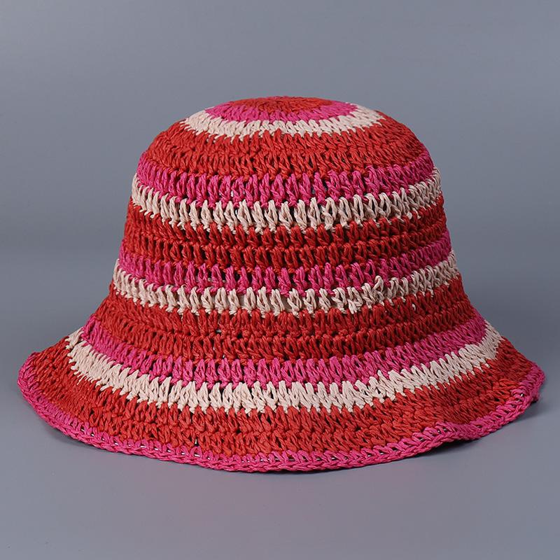 Hats | Rust Raffia Stripe Bucket Hat  – Womens Accessories Hats