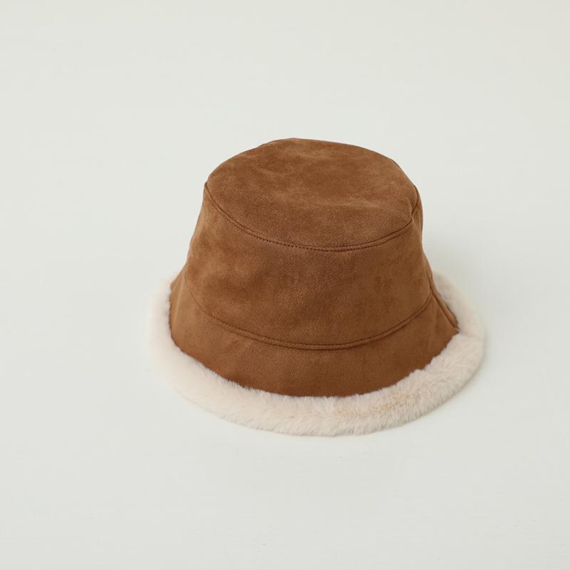 Hats | Tan Faux Suede Borg Trim Bucket Hat  – Womens Accessories Hats