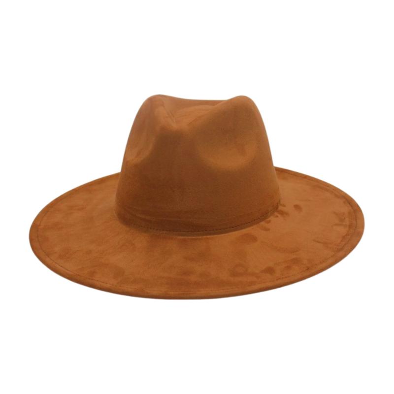 Hats | Tan Faux Suede Extra Wide Brim Fedora  – Womens Accessories Hats