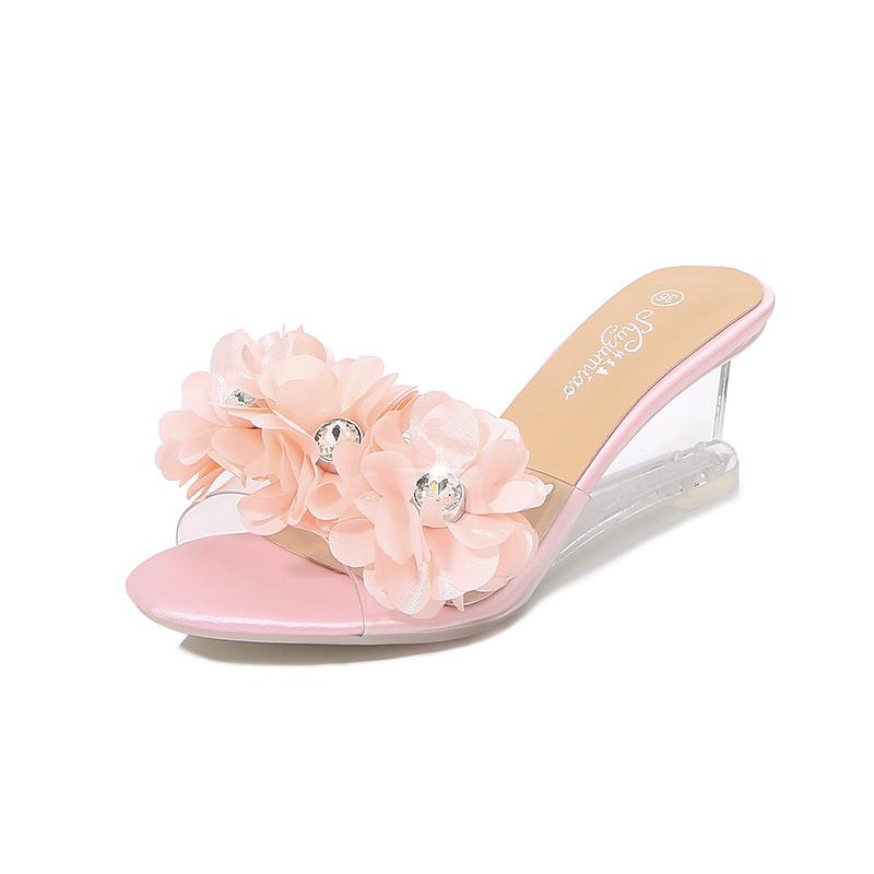 Heels | Pink Metallic Pu Flower Lace Up Heeled Sandals  – Womens Heels Heels