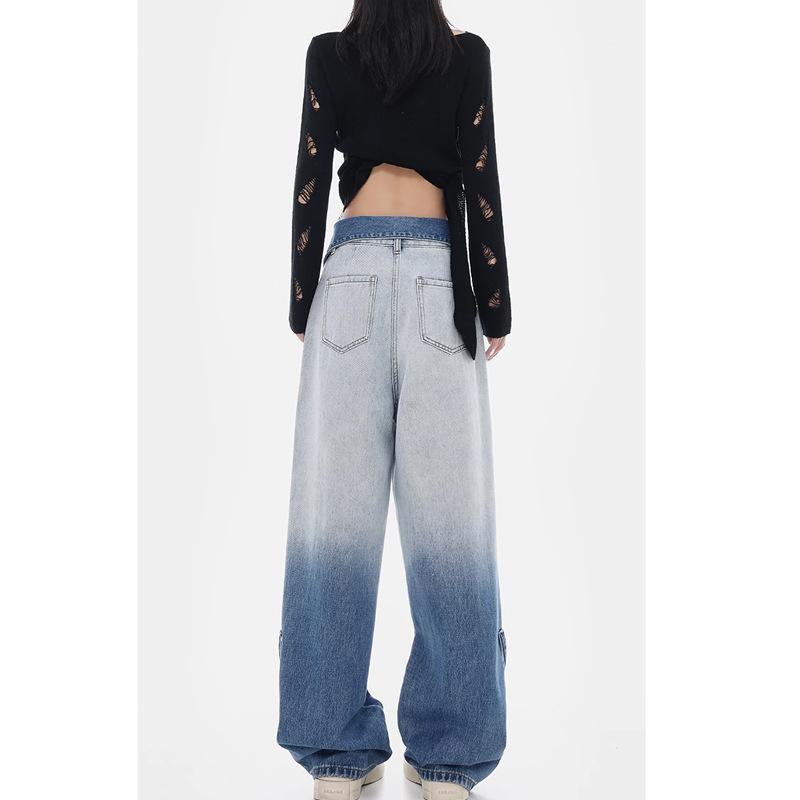 Jeans | Blue Dip Dye Wide Leg Jeans  – Womens Clothing Blue