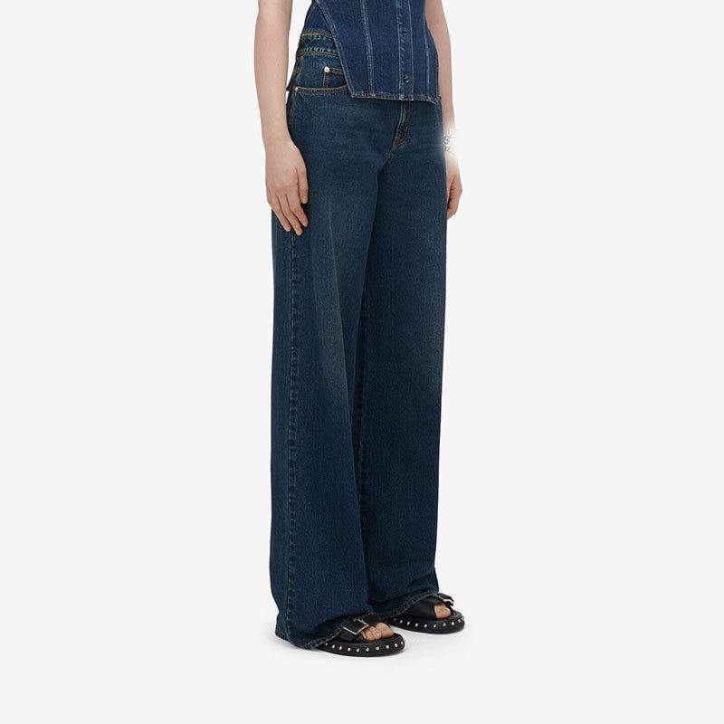 Jeans | Indigo Layered Exposed Pocket Wide Leg Jeans  – Womens Clothing Indigo