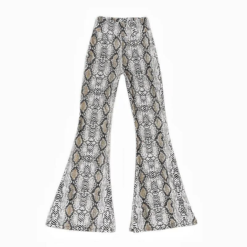 Jeans | Light Brown Snake Print Wide Leg Jeans  – Womens Clothing Jeans