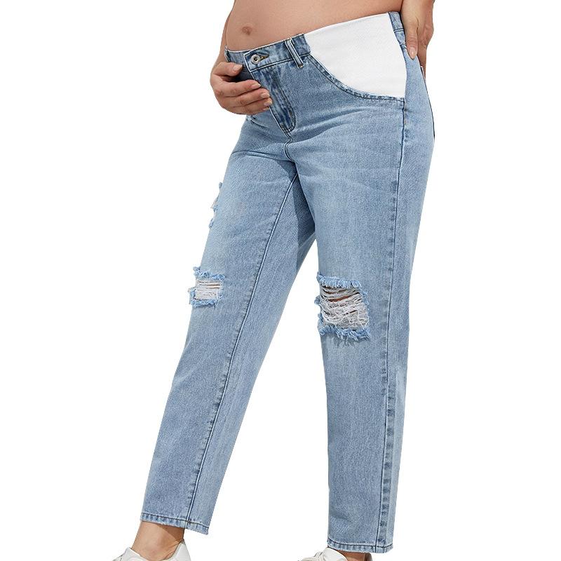 Jeans | Mid Blue Vintage Wash Ripped Straight Leg Jeans  – Womens Clothing Jeans