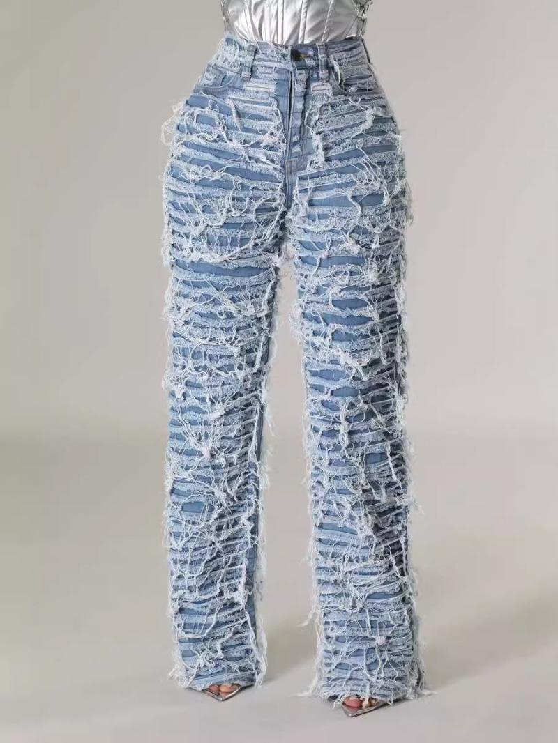 Jeans | Petite Snake Print Denim Wide Leg Jeans  – Womens Clothing Jeans