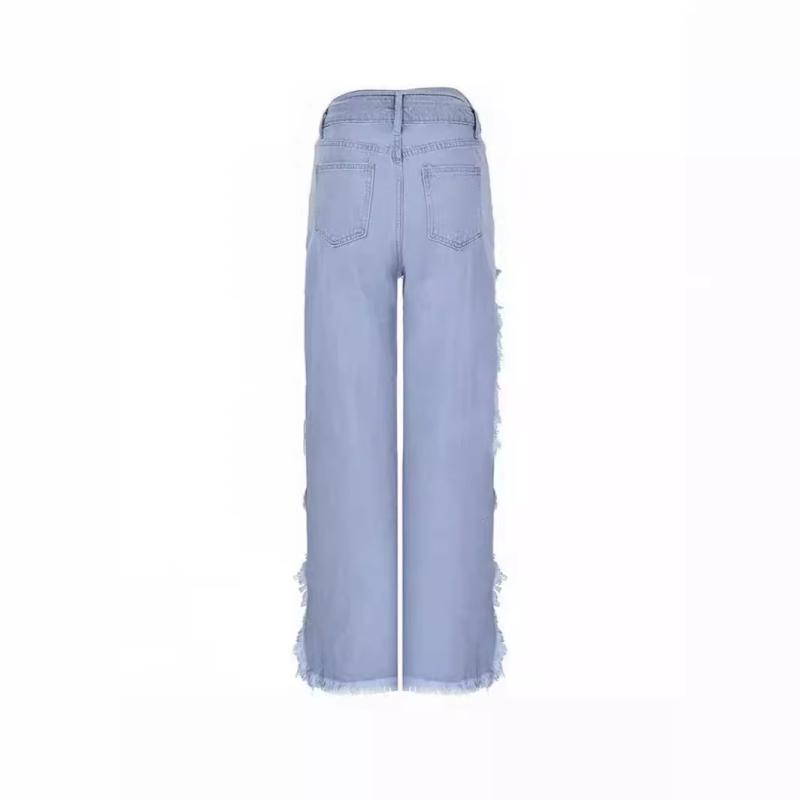 Jeans | Plus Vintage Wash Extreme Fraying Detail Wide Leg Denim Jeans  – Womens Clothing Jeans