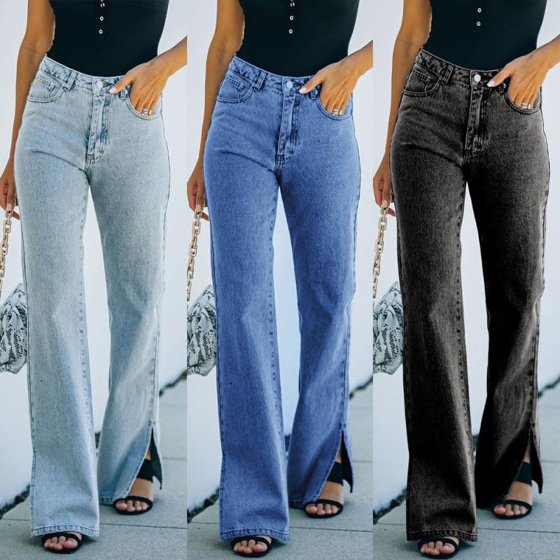 Jeans | Plus Vintage Wash Split Hem Jeans  – Womens Clothing Jeans